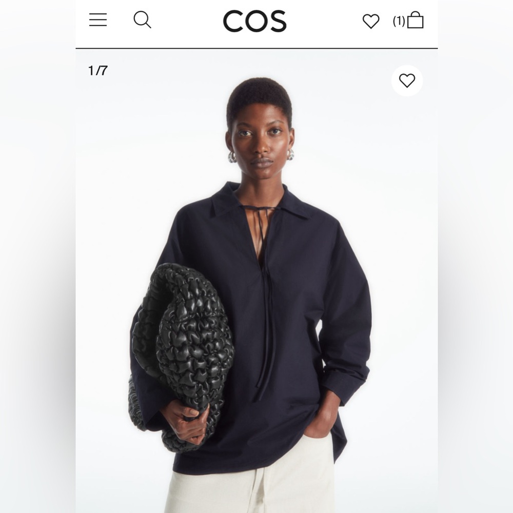 COS Tie Front V-neck Navy Blouse (Spring2024)